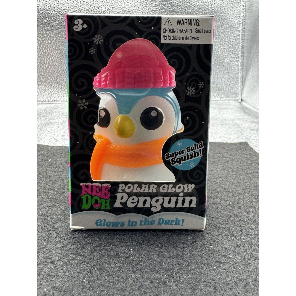 Nee Doh Squishmas Polar Glow Penguin Super Solid Glow in the Dark Squeeze Toy